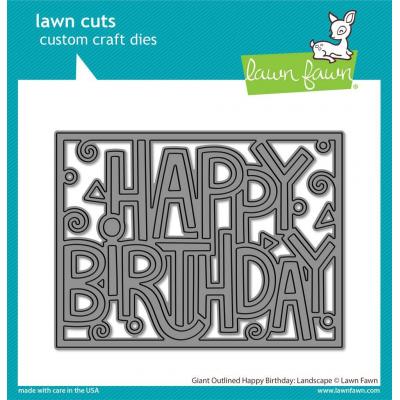 Lawn Fawn Lawn Cuts -  Giant Outlined Happy Birthday: Landscape